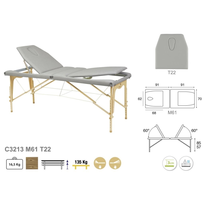 C-3213-M61- Camilla Plegable de Madera con Tensores (70x182 cm)