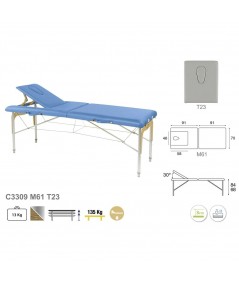 C-3309-M61 - Camilla Plegable de Patas Mixtas (Aluminio y Madera)