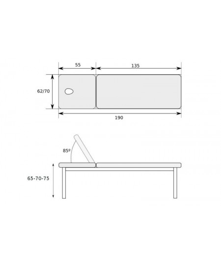 Camilla Desmontable Fija 2 Cuerpos 62 x 190 cm