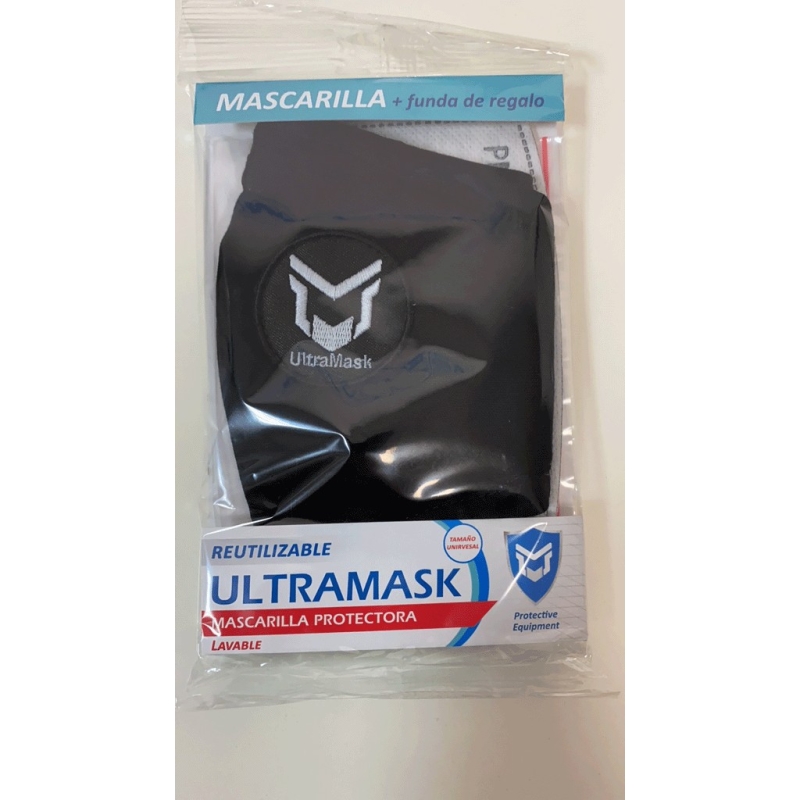 Mascarilla Ultramask Protectora Lavable Sin Válvula con Filtro Extraible de Carbón Activo 5 Capas.