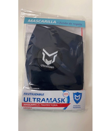 Mascarilla Ultramask Protectora Lavable Sin Válvula con Filtro Extraible de Carbón Activo 5 Capas.