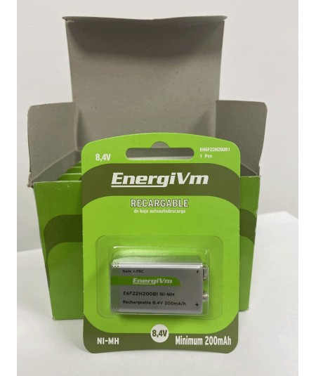 Pila Energivm Recargable 9V 200 mAh