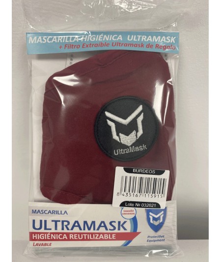 Mascarilla Ultramask Protectora Lavable Sin Válvula con Filtro Extraible de Carbón Activo 5 Capas.