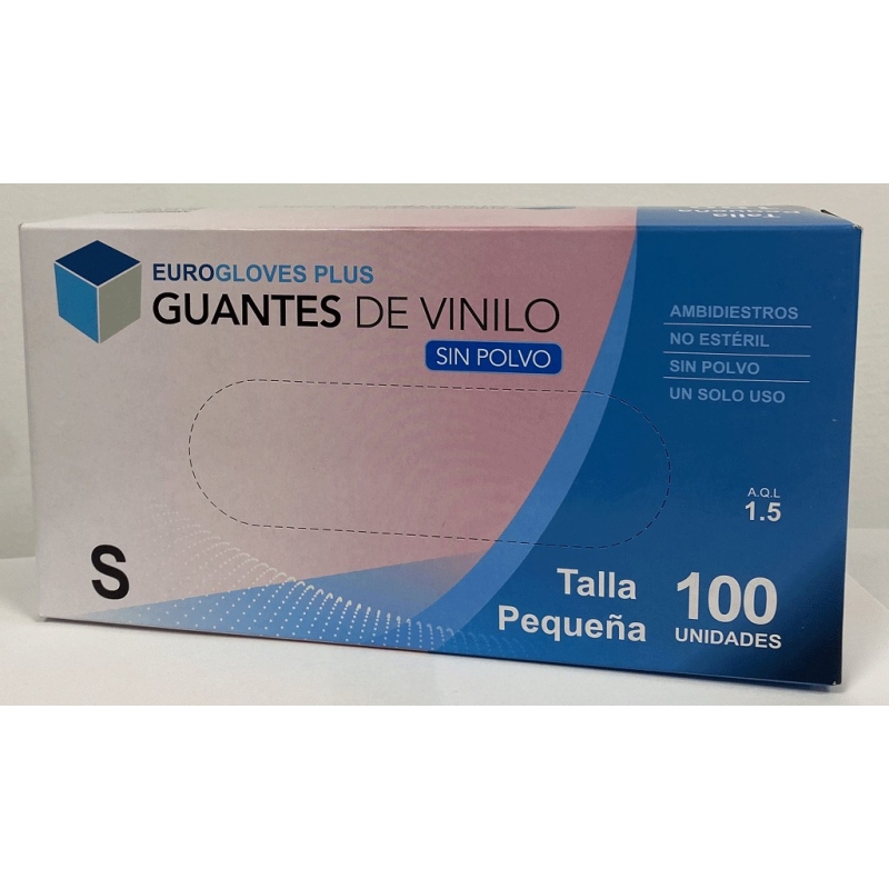 Guantes Vinilo sin Polvo Virucida. Caja 100 uds.