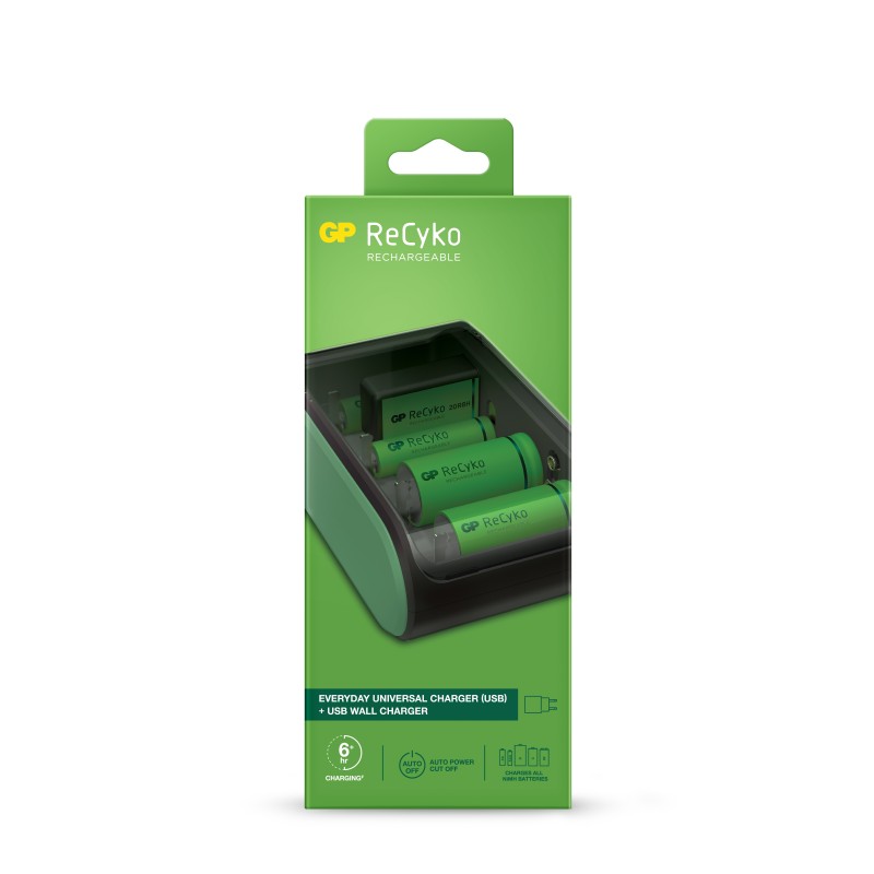 Cargador Pilas Recyko USB universal- AA, AAA, C, D, 9V