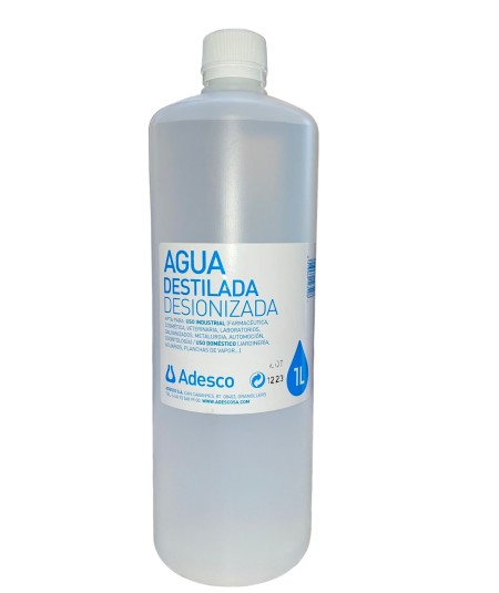 Agua Desionizada (Destilada) en Botella de 1 Litro - Adesco